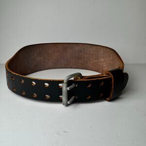 Vintage Altus Leather Weightlifting Belt Old School Gym 2-in Prong Black M 23/24